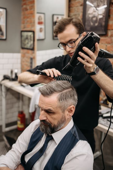 Blow dry and round brush styling at the salon